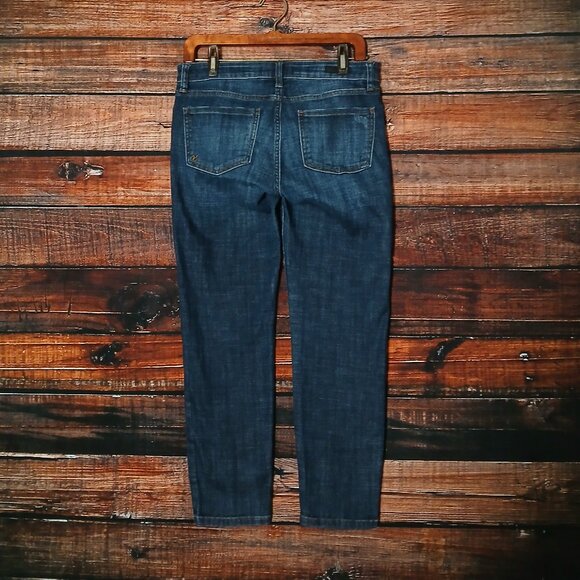 Kut From The Kloth Jeans Size 4 Crop Capri Low Rise Dark Blue Denim Stretch - Picture 3 of 9